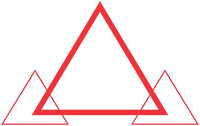 One large triangle intersected by two smaller triangles on either side